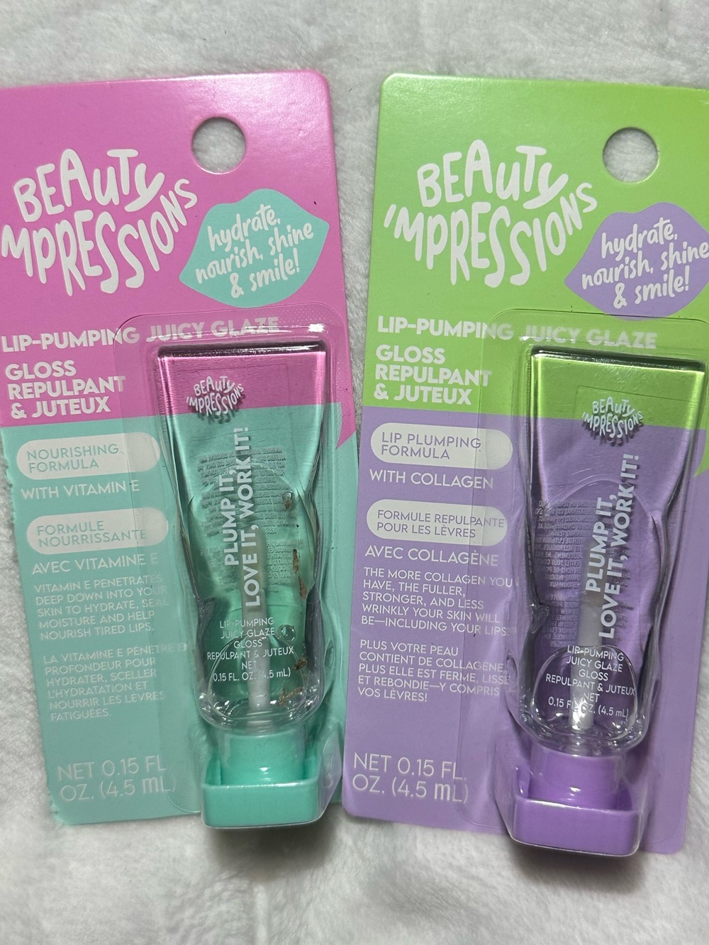 Beauty Impressions Lip Pumping Juicy Glaze Gloss 2pc Set Vitamin E Collagen